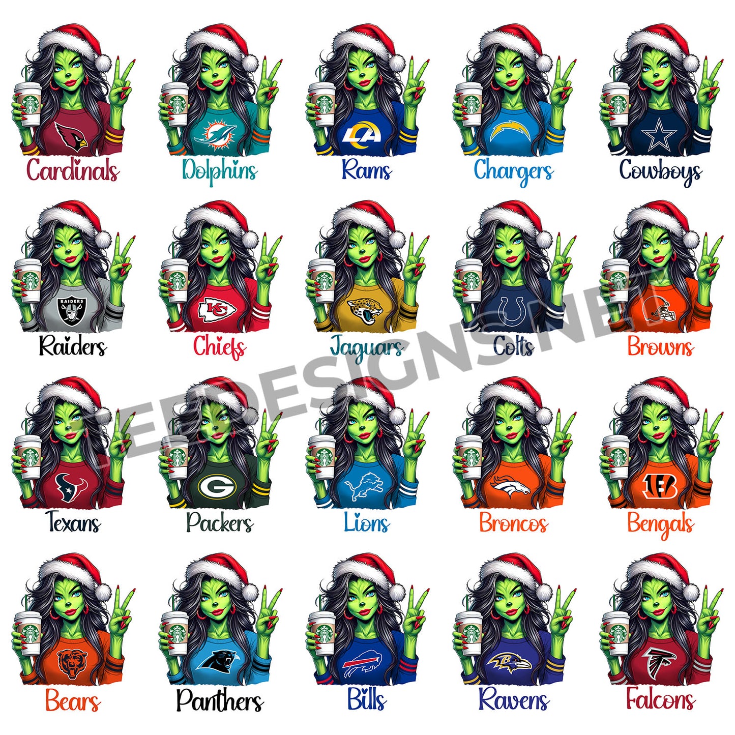 32 Grinch Girl NFL Designs PNG