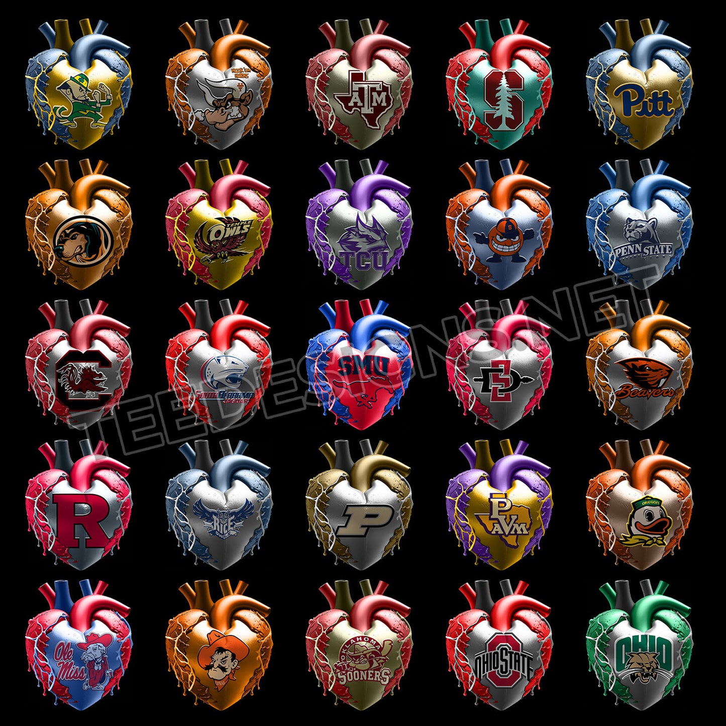120 College NCAA Bleeding Heart Designs PNG