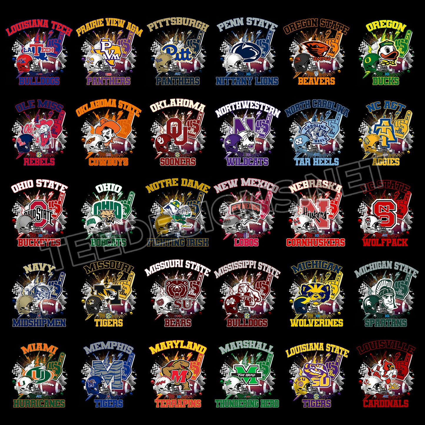 127 College NCAA Team Designs
