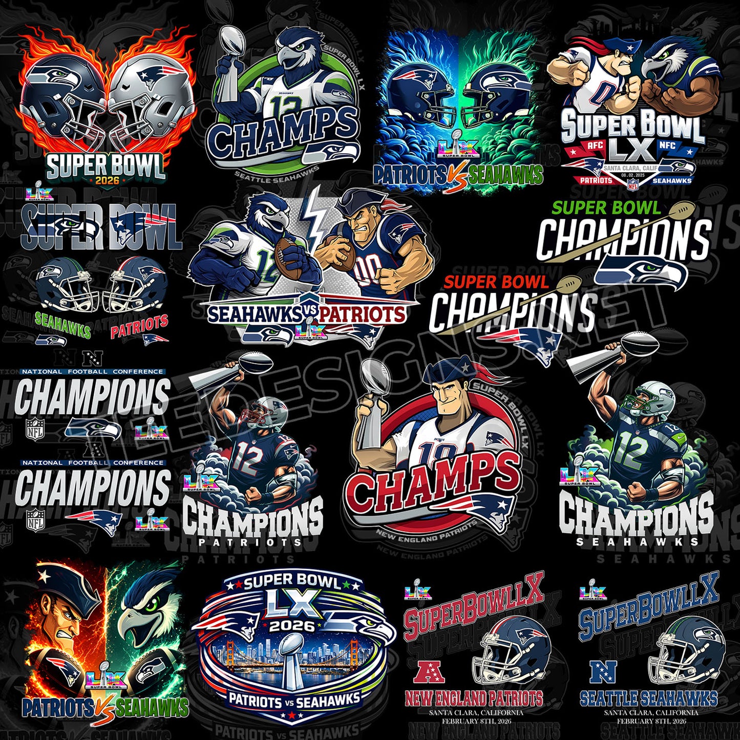 17 Super Bowl 2026 Designs PNG