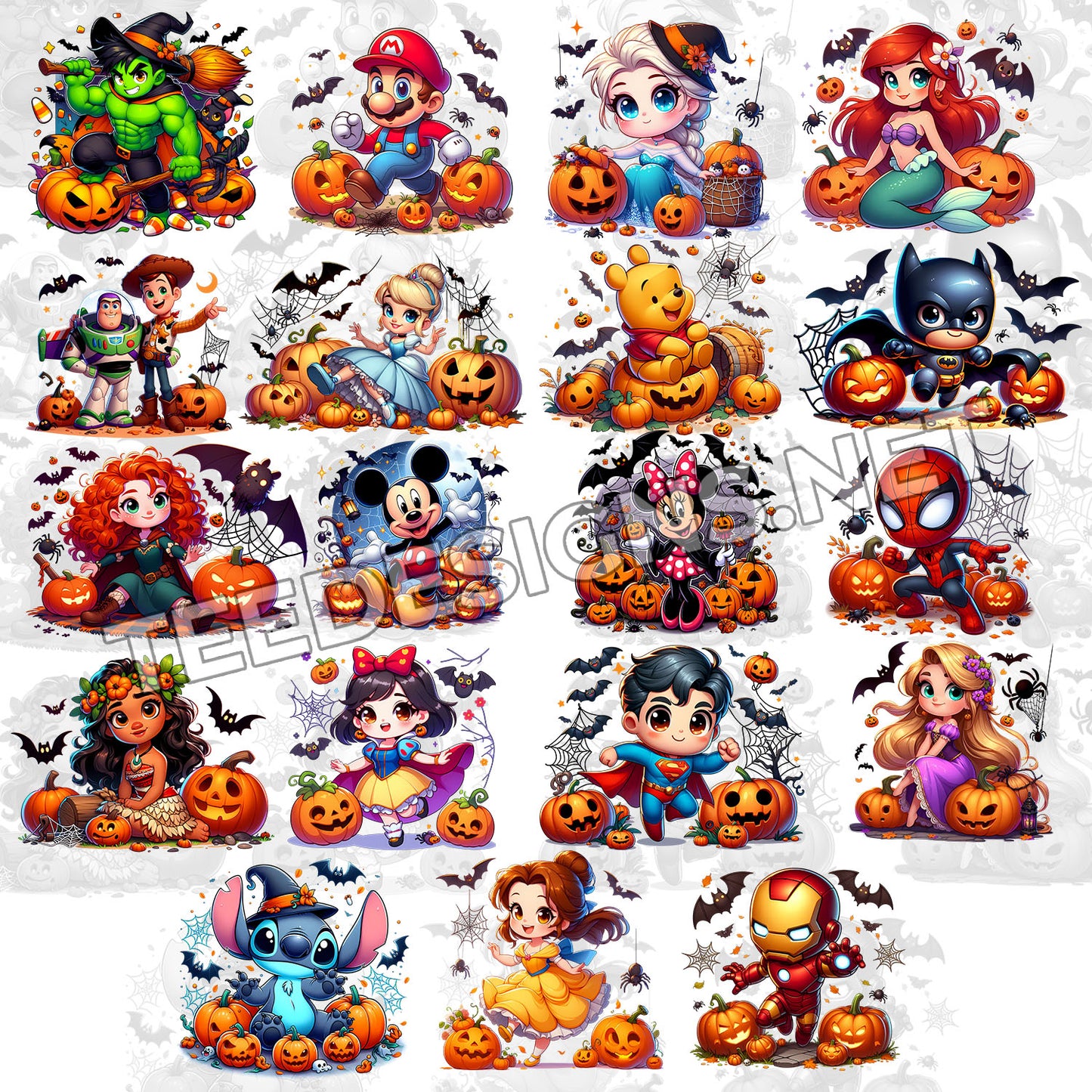 20 Cute Cartoon Halloween Designs PNG