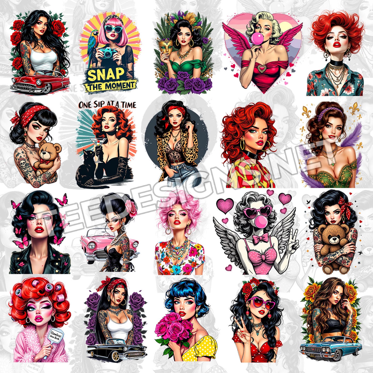 20 Retro Girl Designs PNG