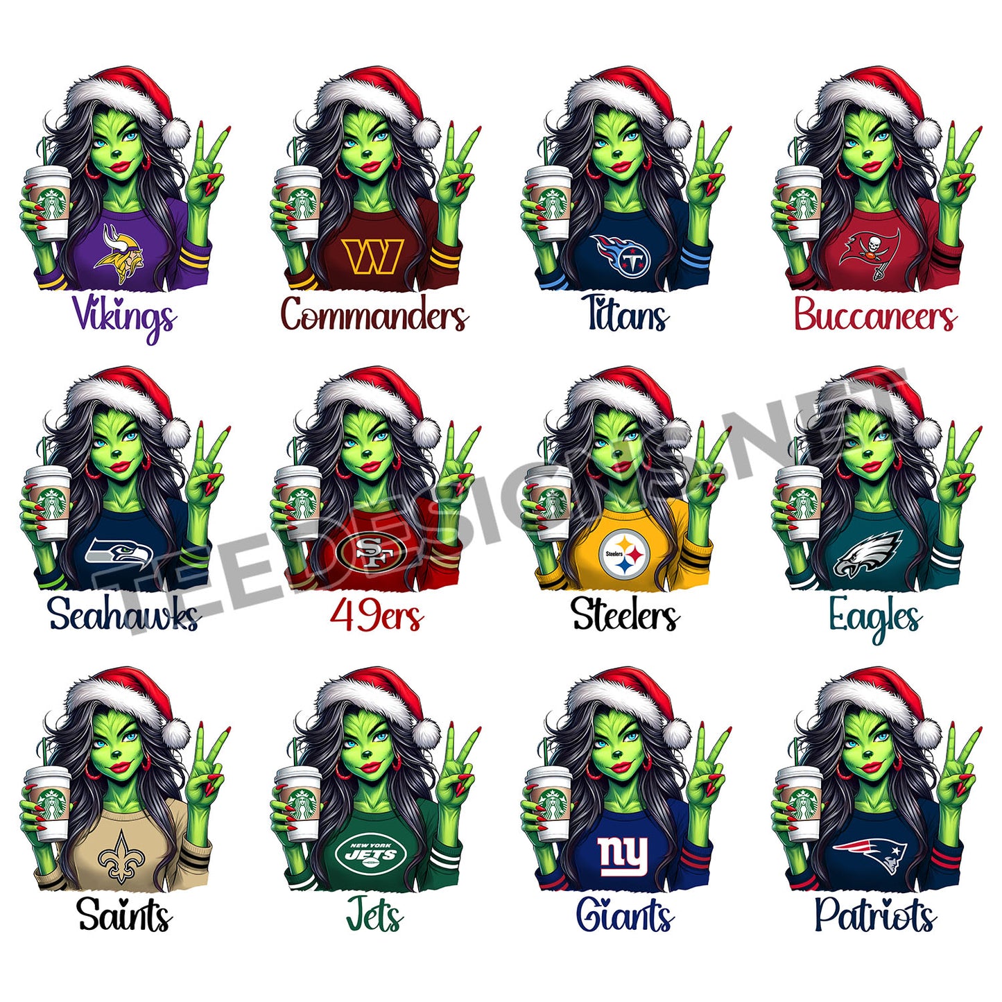 32 Grinch Girl NFL Designs PNG