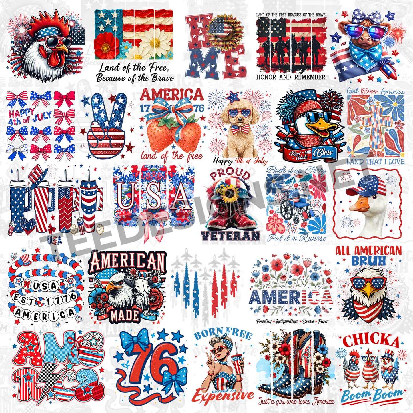 300 4th July Designs PNG