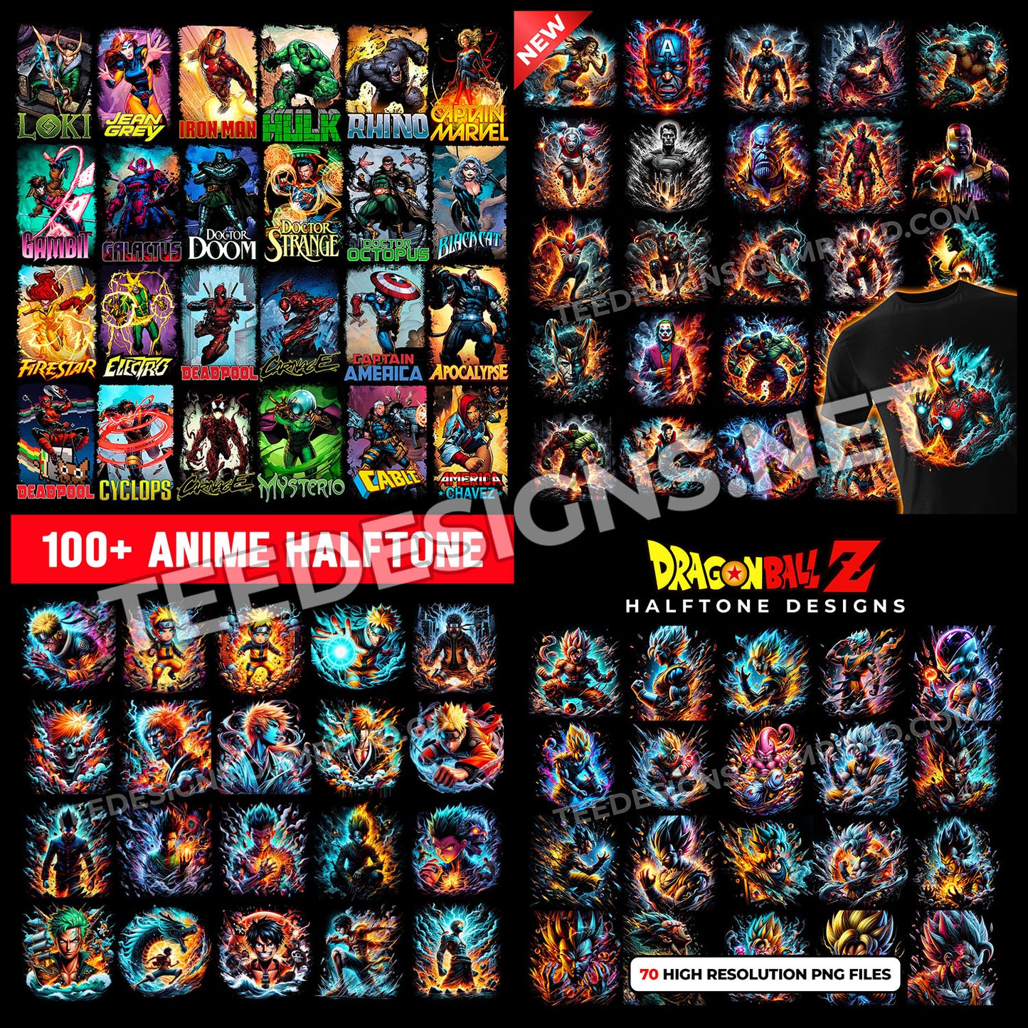 300+ Halftone Designs PNG Mega Bundle