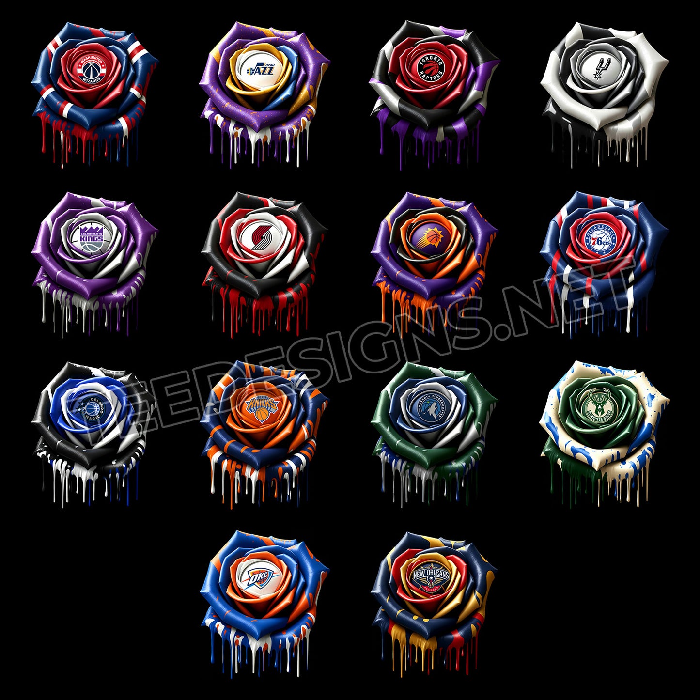 30 Dripping Rose NBA Designs PNG