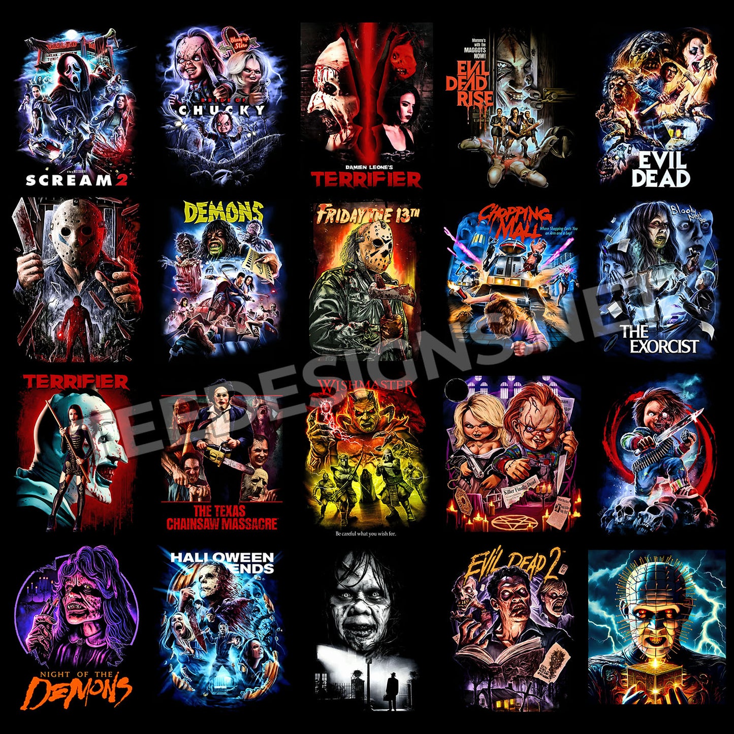 30 Horror Halftone Designs PNG
