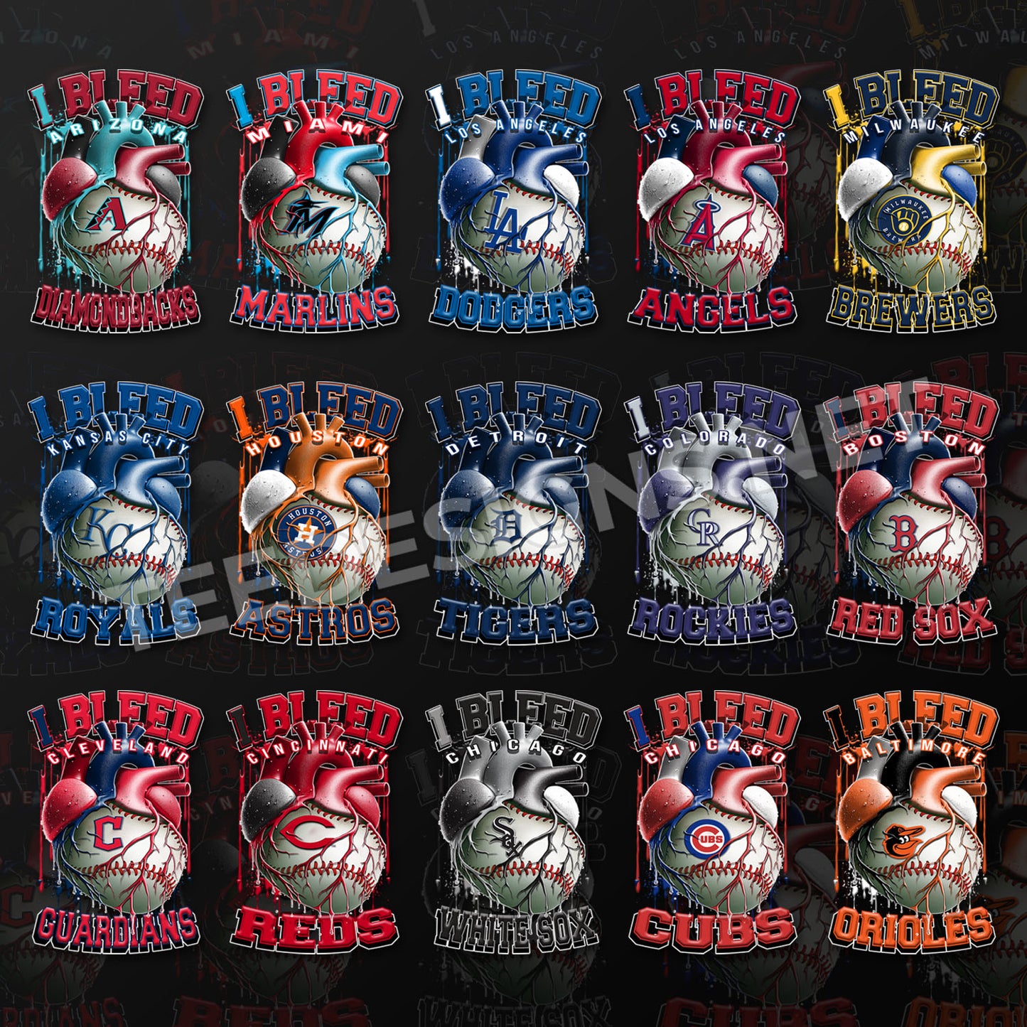 30 I Bleed MLB Designs PNG