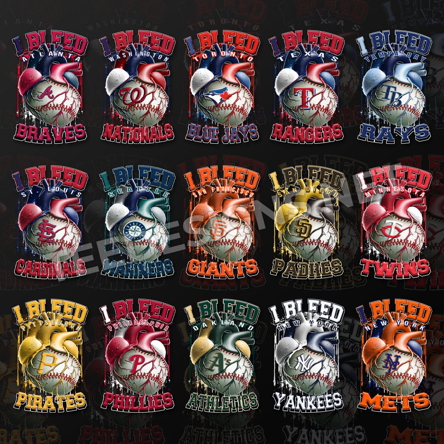 30 I Bleed MLB Designs PNG