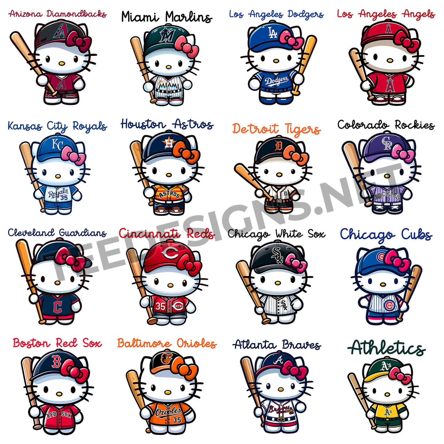 30 MLB Hello Kitty Designs PNG