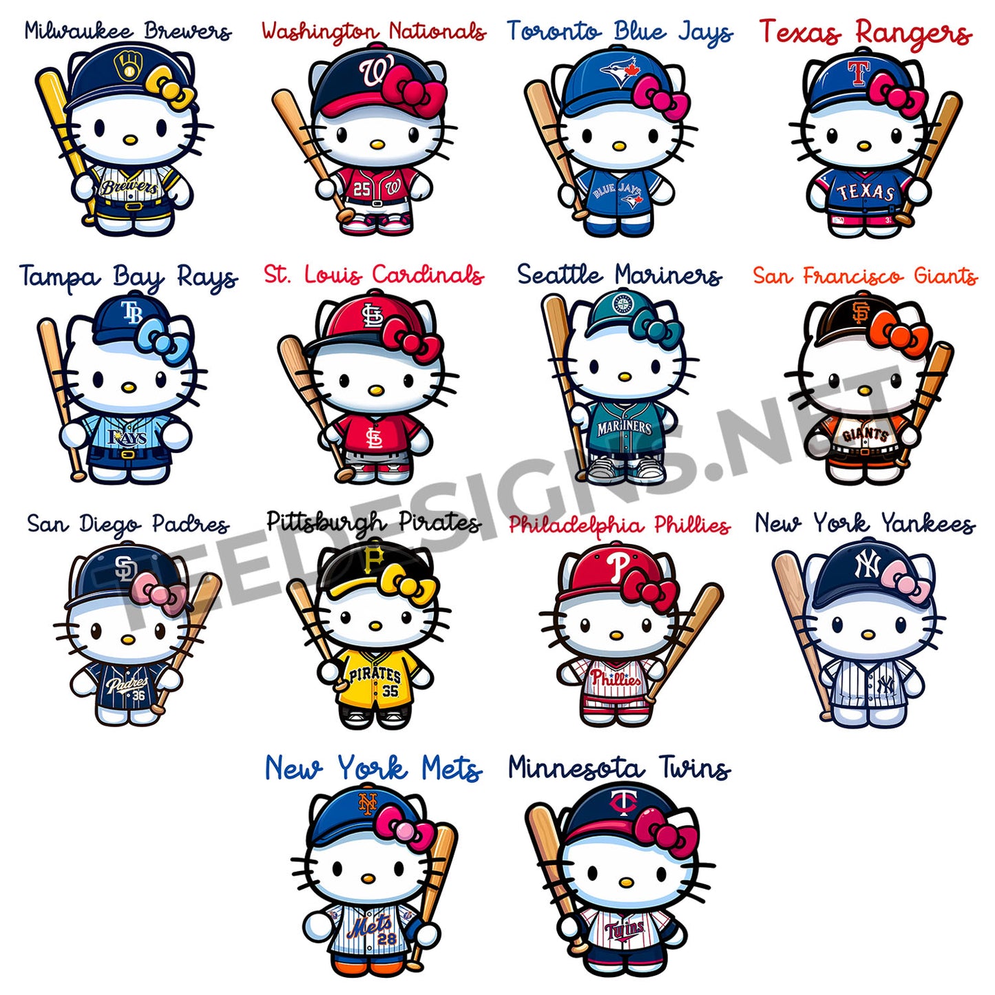 30 MLB Hello Kitty Designs PNG