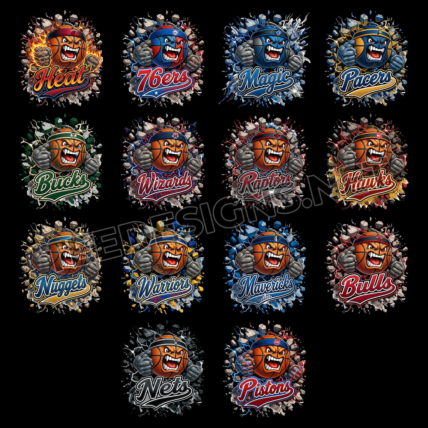 30 NBA Angry Basketball Designs PNG