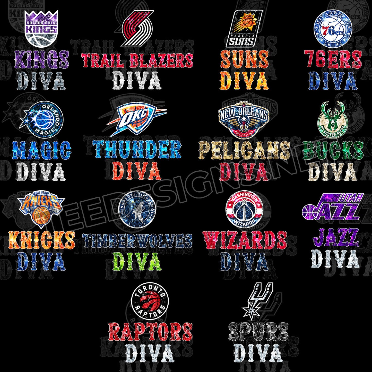 30 NBA Glitter Diva Designs PNG