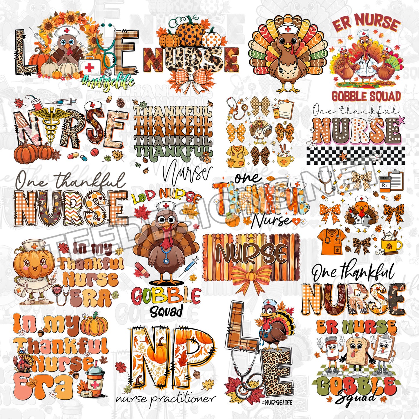 30 Thanksgiving Nurse Designs PNG