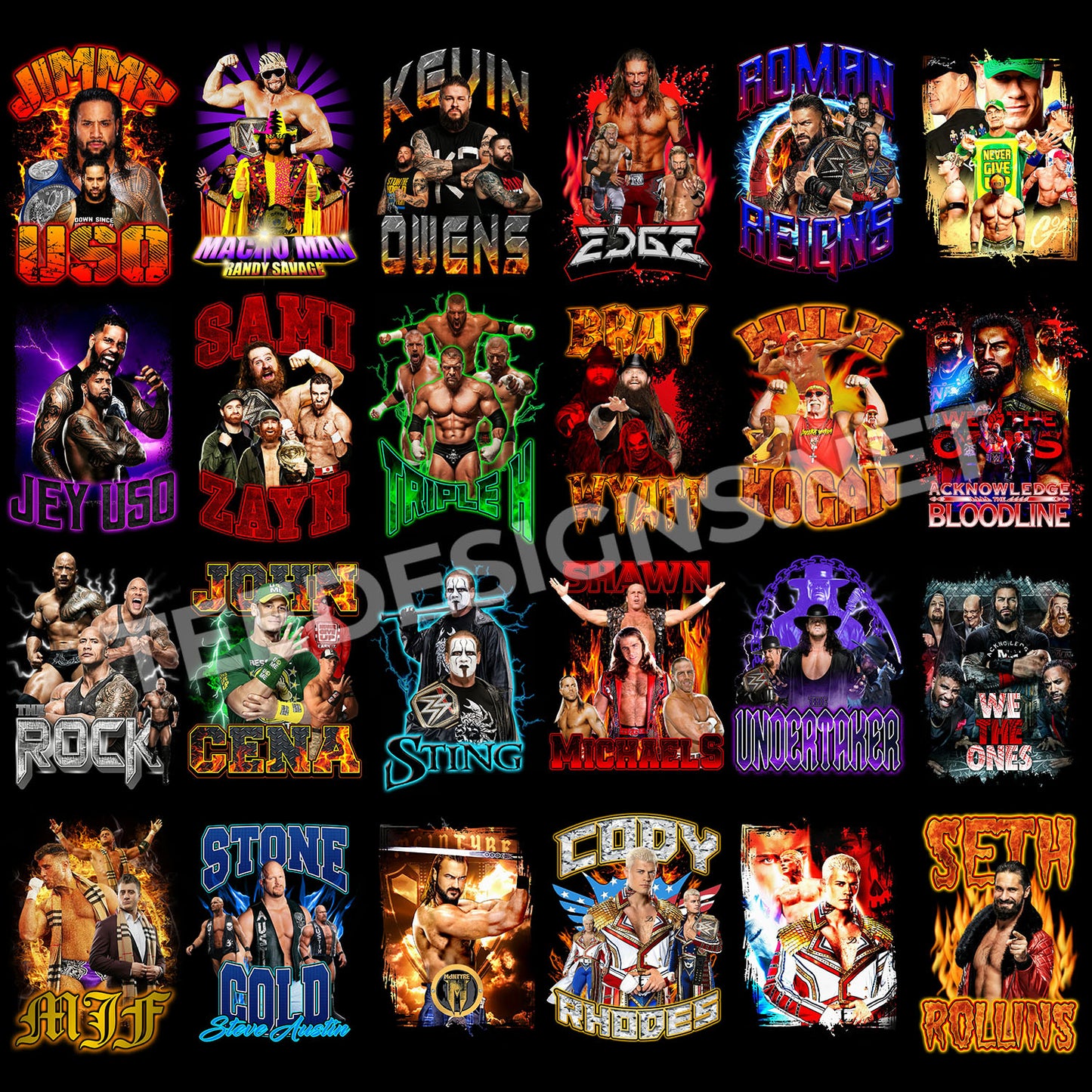 30 WWE Wrestlers Designs PNG