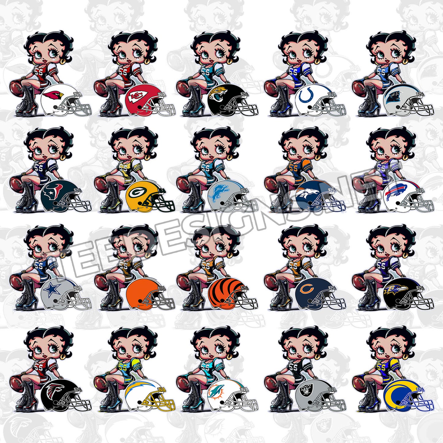 32 Betty Boop NFL Helmet Designs PNG