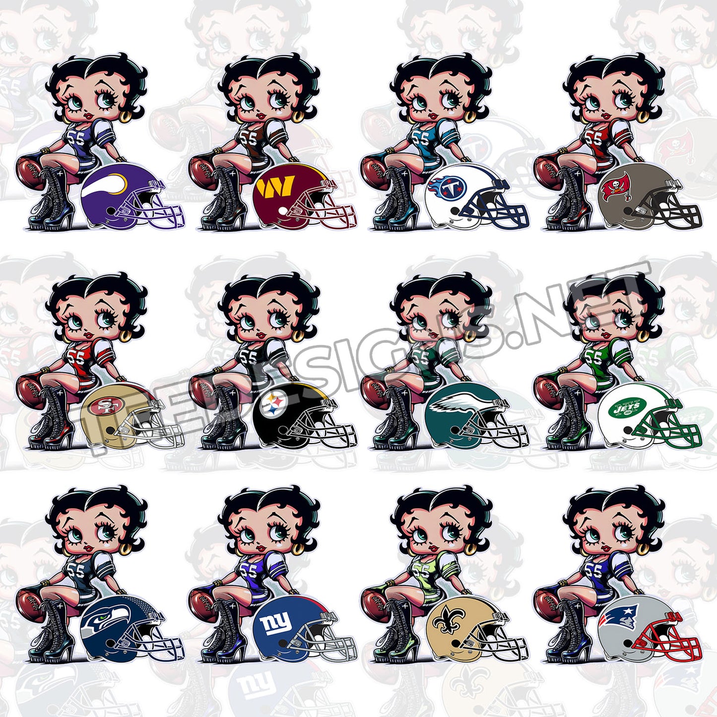 32 Betty Boop NFL Helmet Designs PNG
