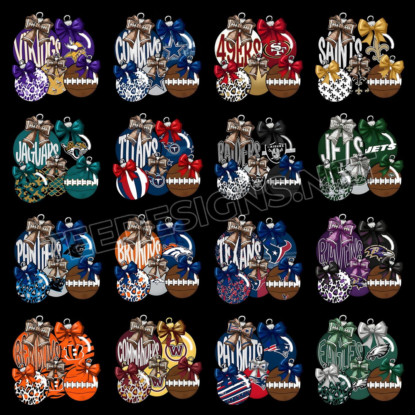 32 Christmas Ornament NFL Designs PNG