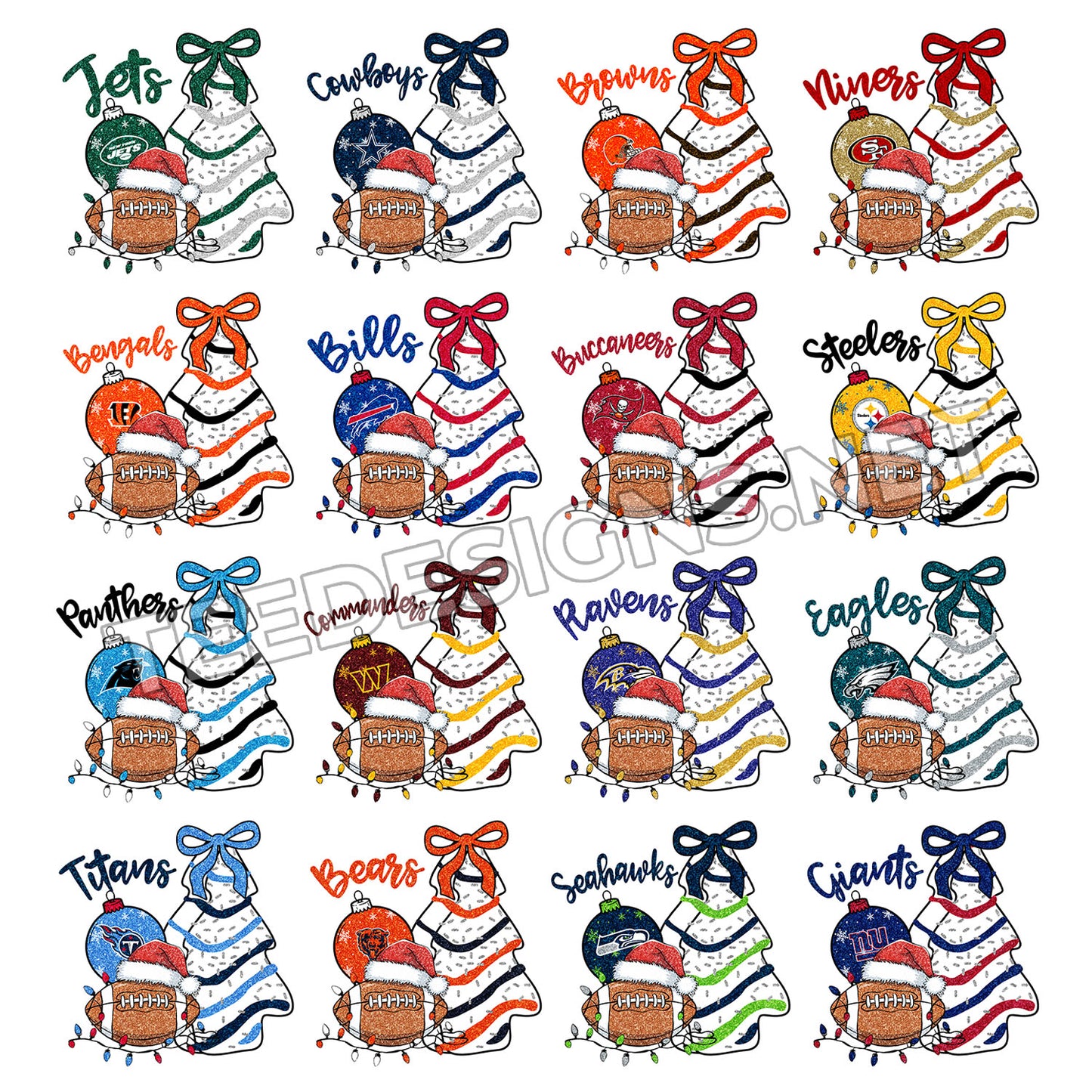 32 Christmas Tree Cake NFL Designs PNG