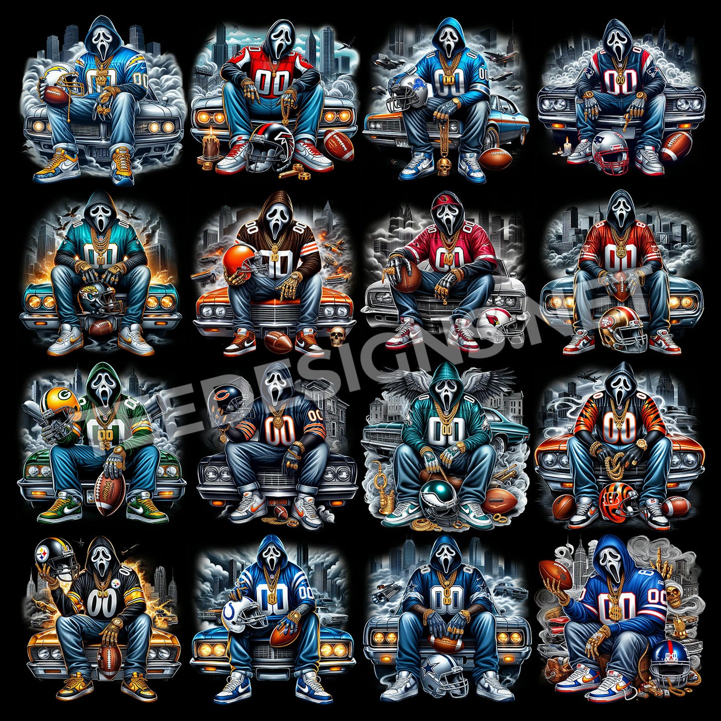 32 Exclusive Ghostface NFL Designs PNG