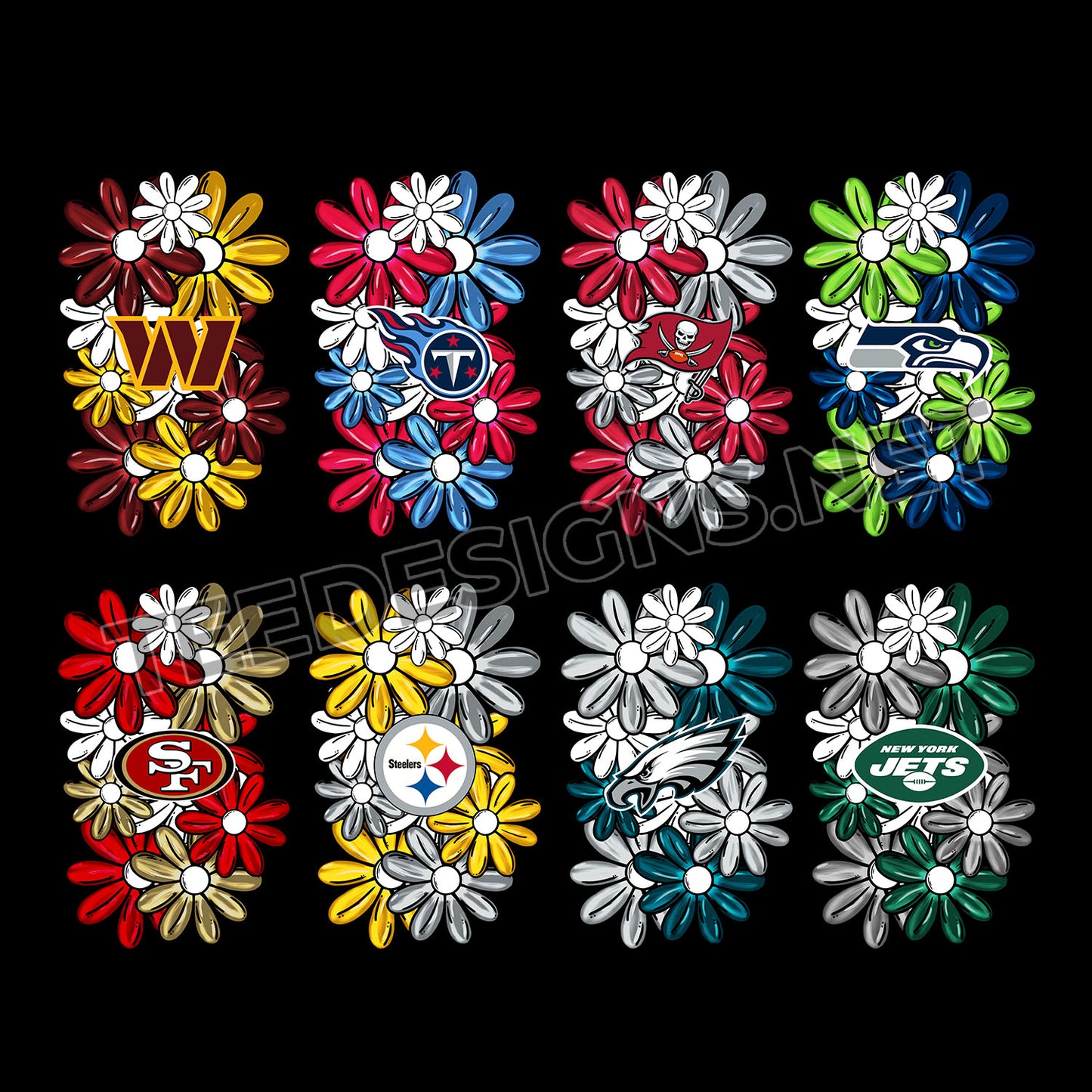 32 Floral NFL Team Sleeve Designs PNG