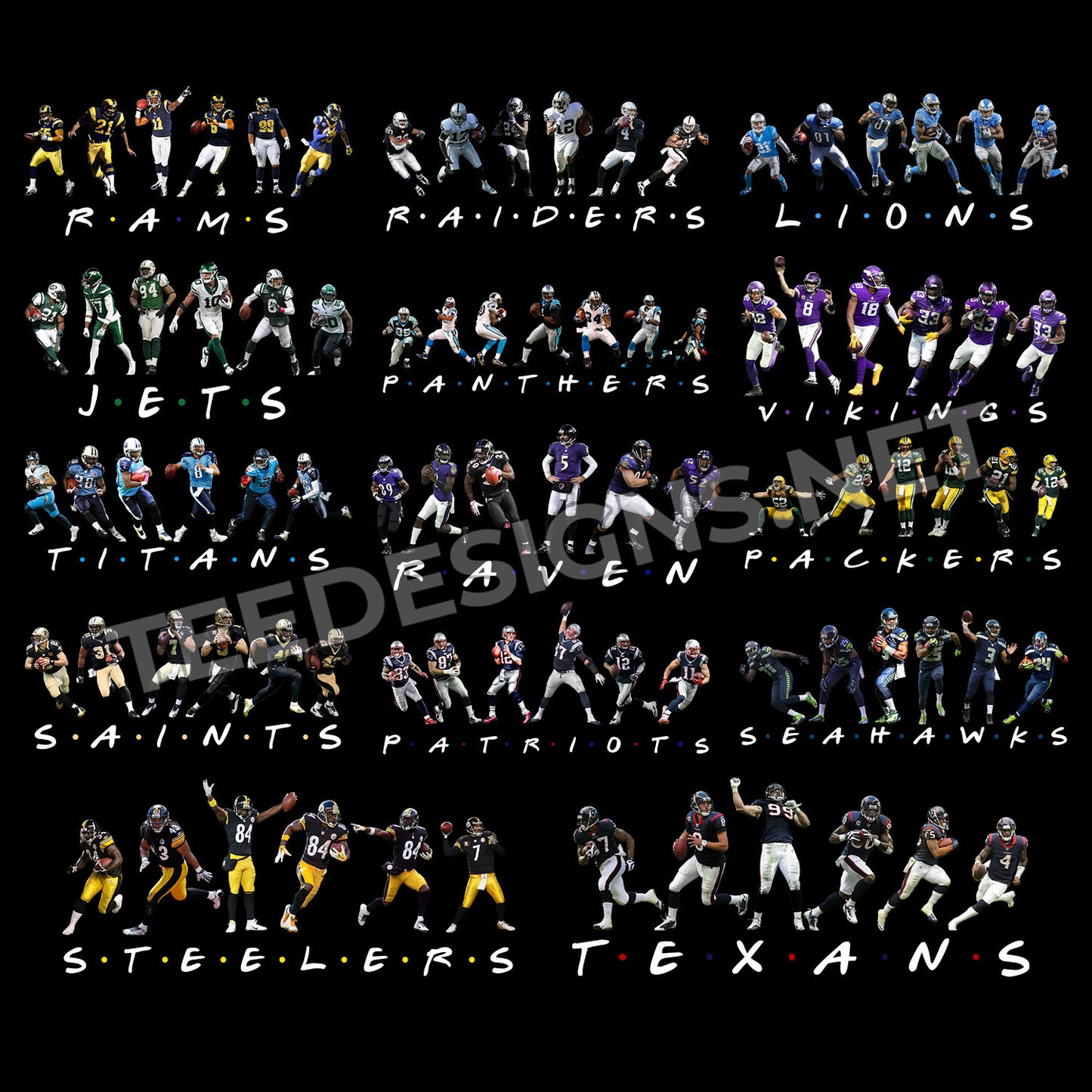 32 Friends Style NFL Designs PNG