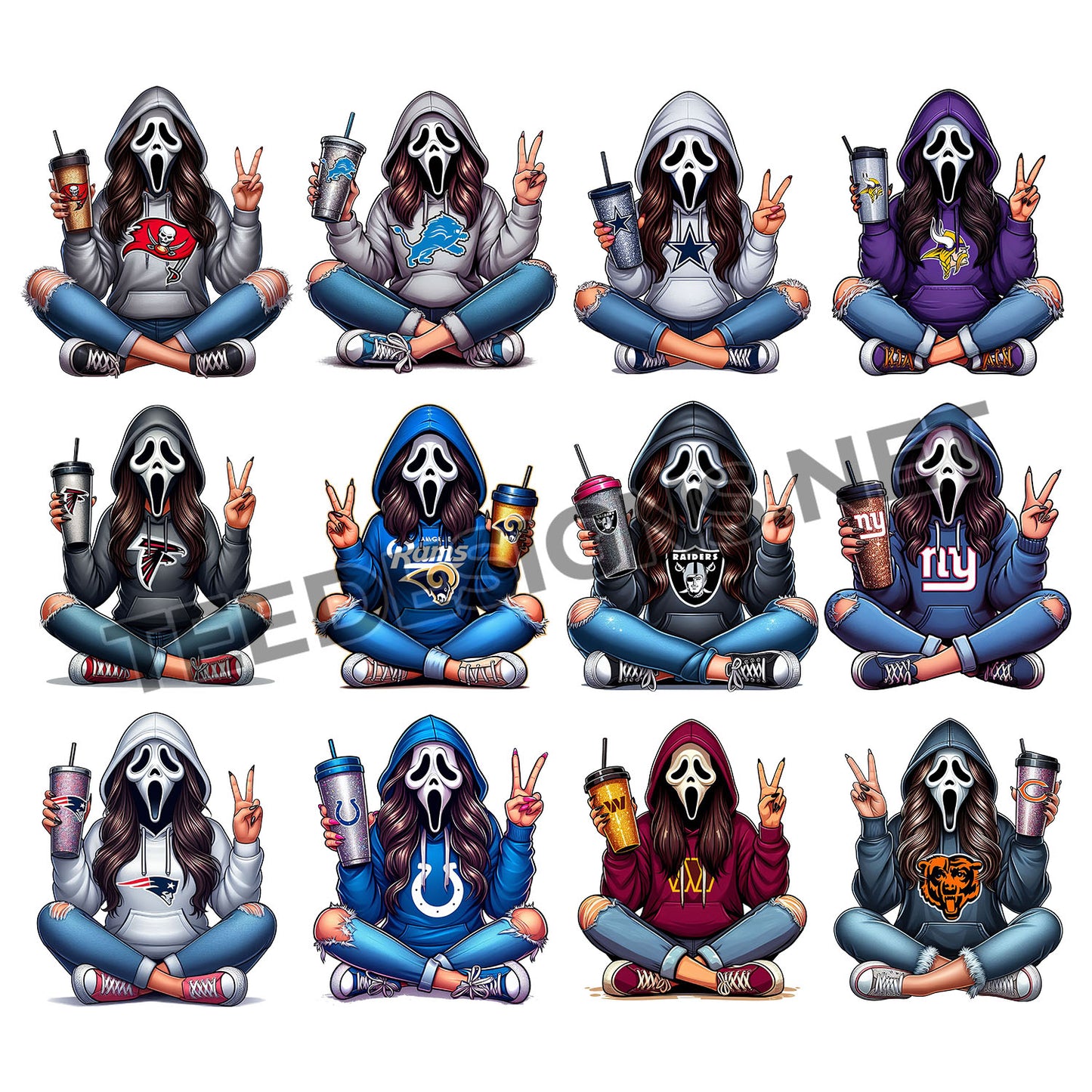 32 Ghostface Girl NFL Designs PNG