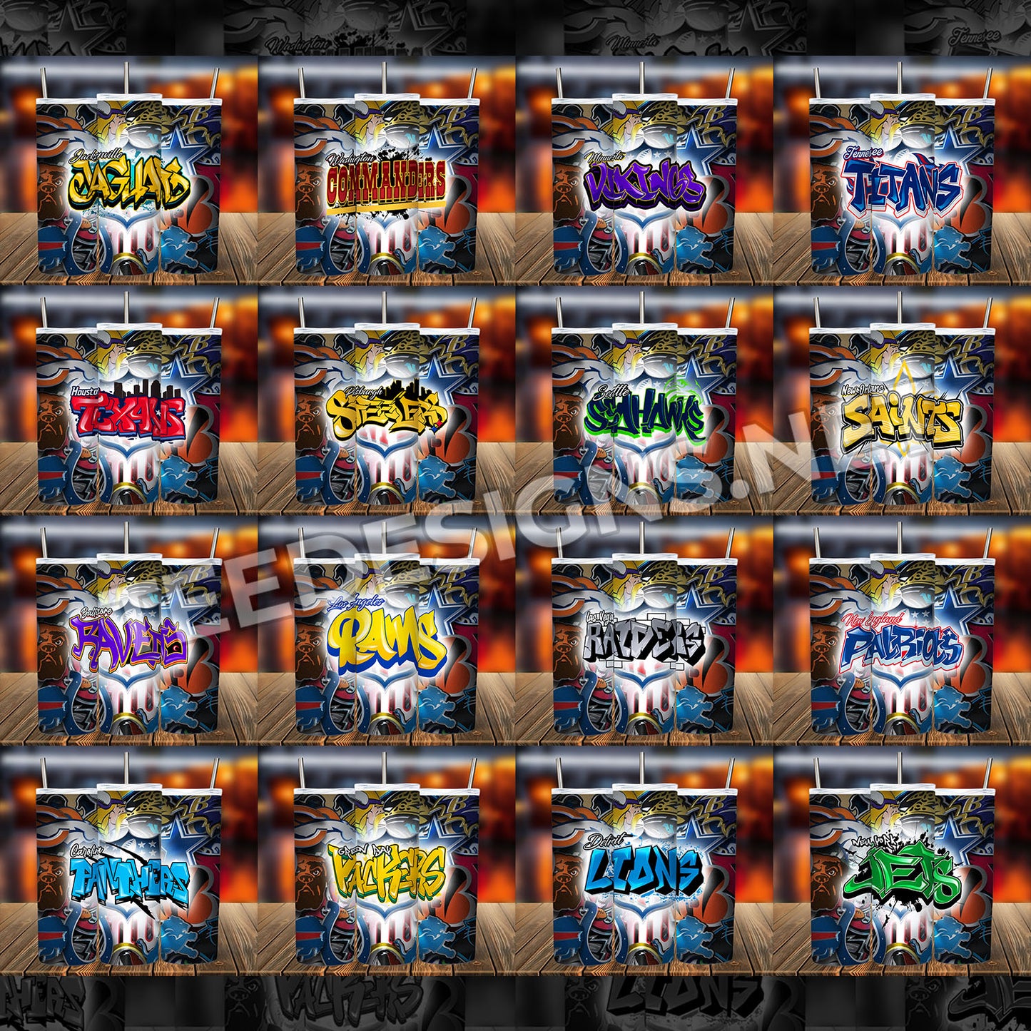 32 Graffiti Style NFL Tumbler Designs