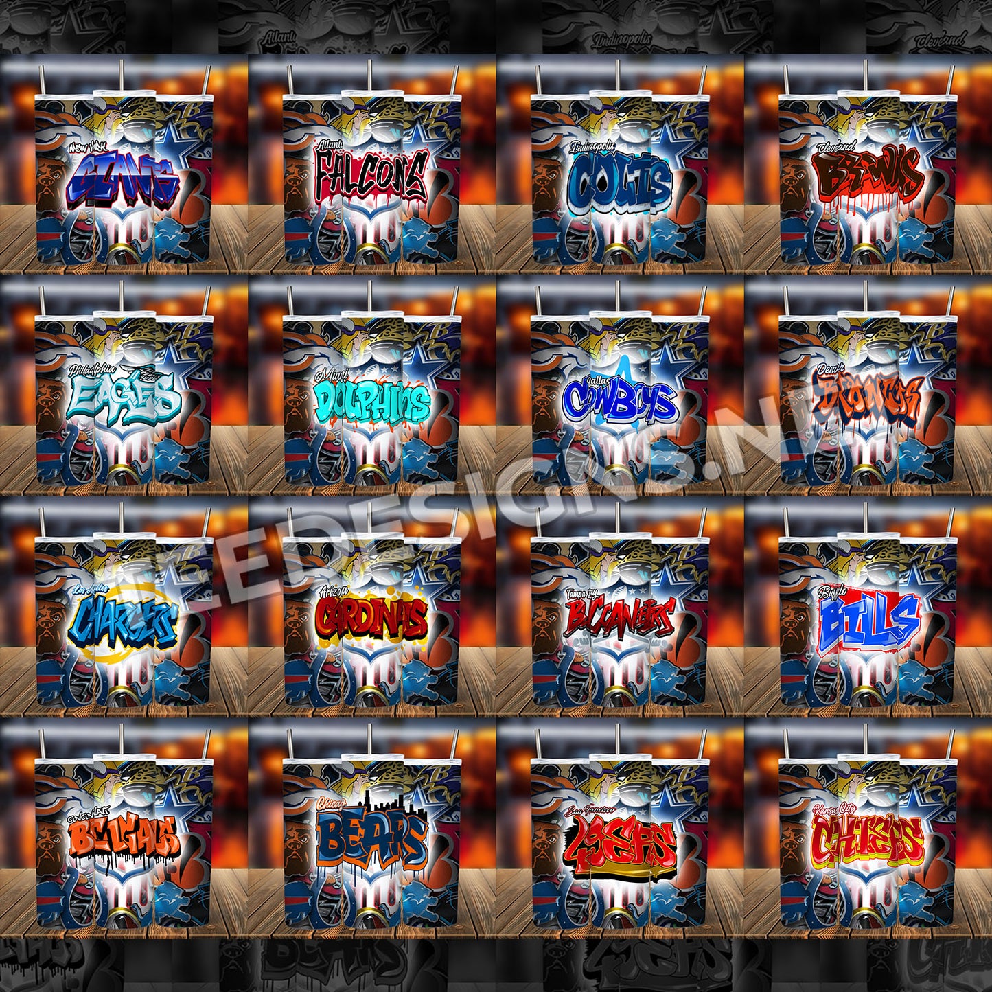 32 Graffiti Style NFL Tumbler Designs