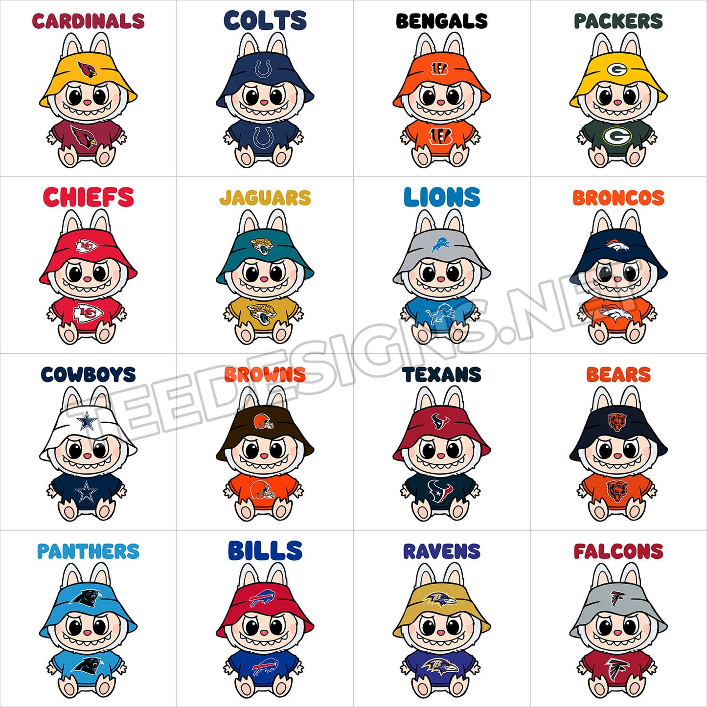 32 Labubu NFL Designs PNG