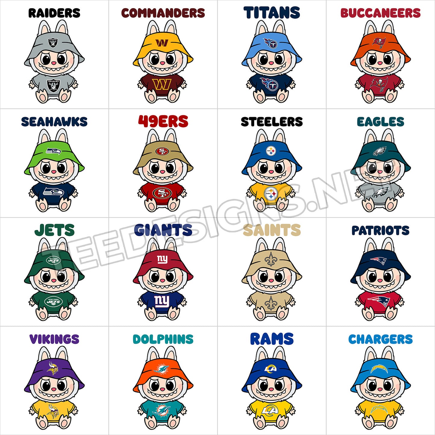 32 Labubu NFL Designs PNG