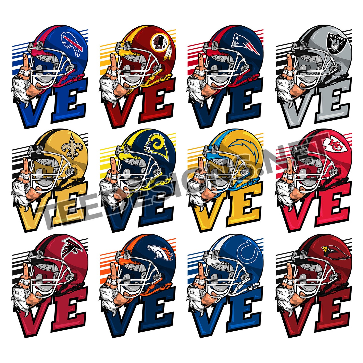 32 Love Helmet NFL Designs PNG