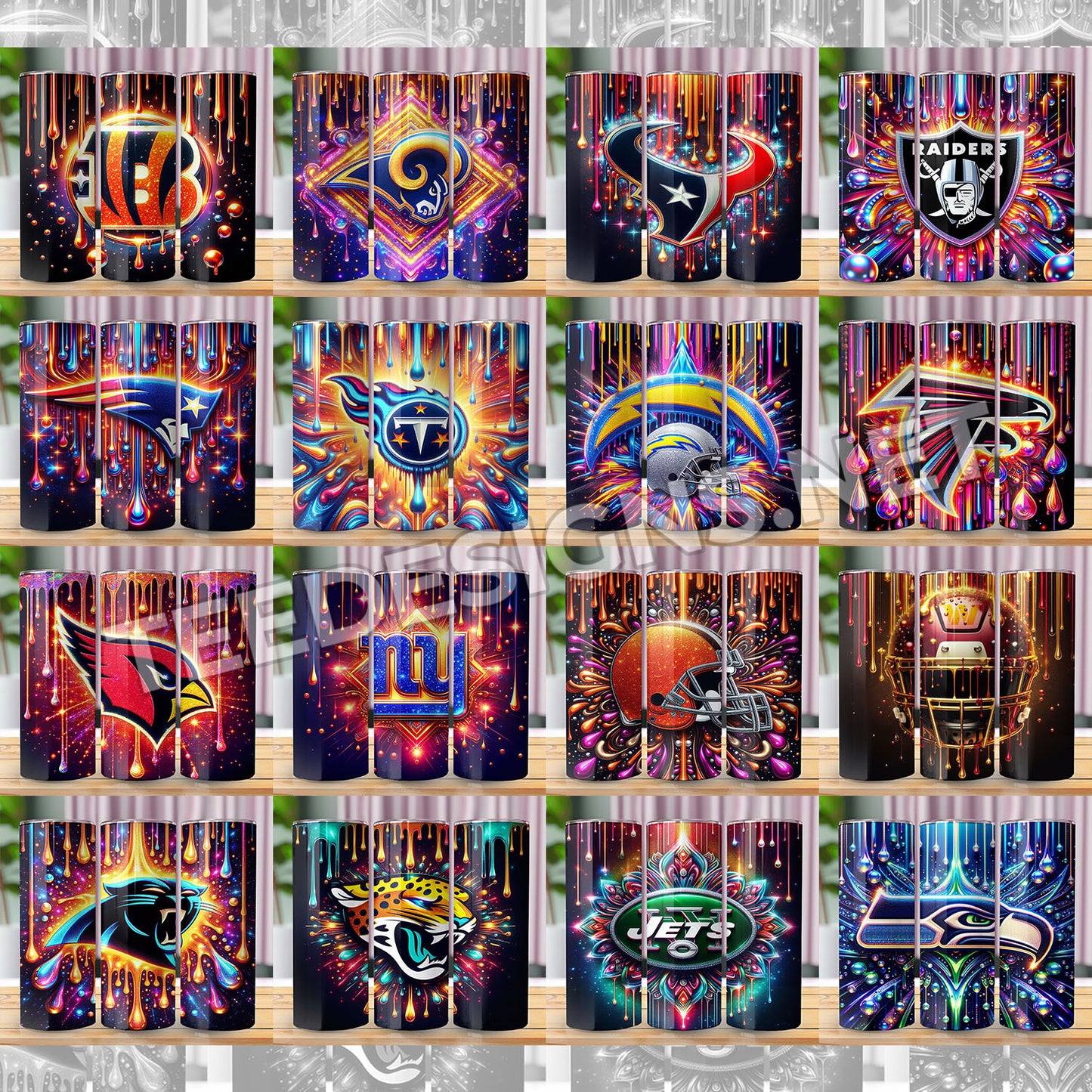 32 NFL Glitter Drip Tumbler Designs