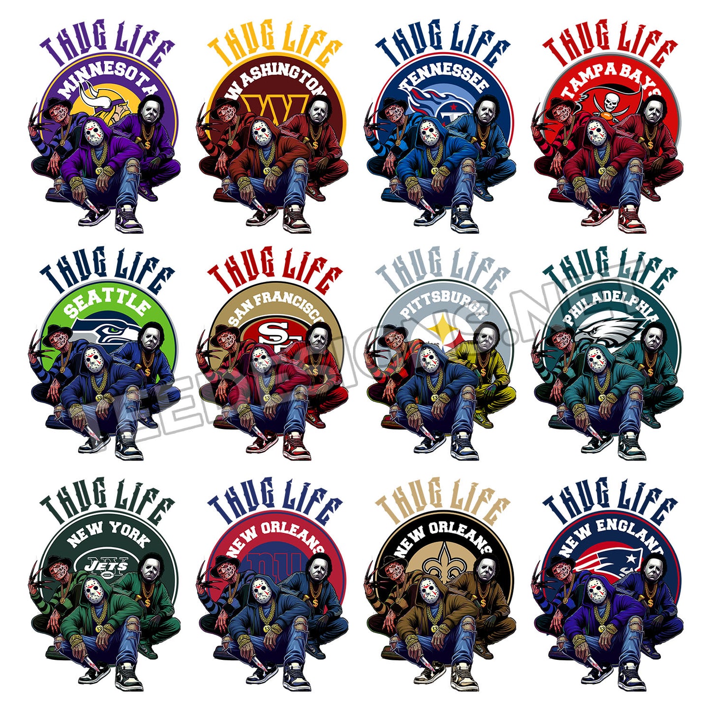 32 NFL Halloween Thug Life Designs PNG
