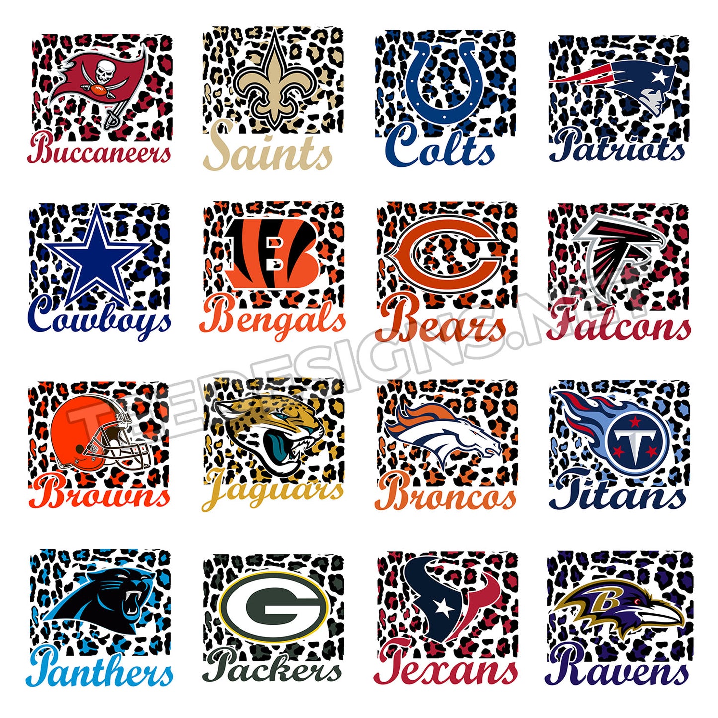 32 NFL Leopard Print Designs PNG