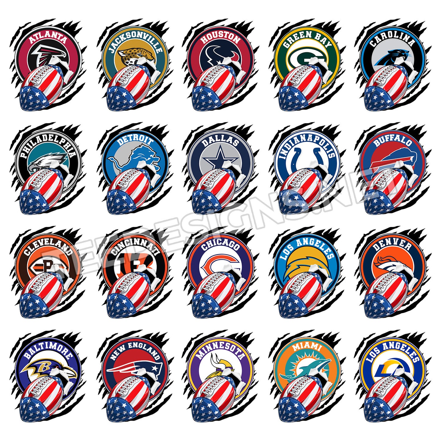 32 NFL Patriotic Ball Designs PNG