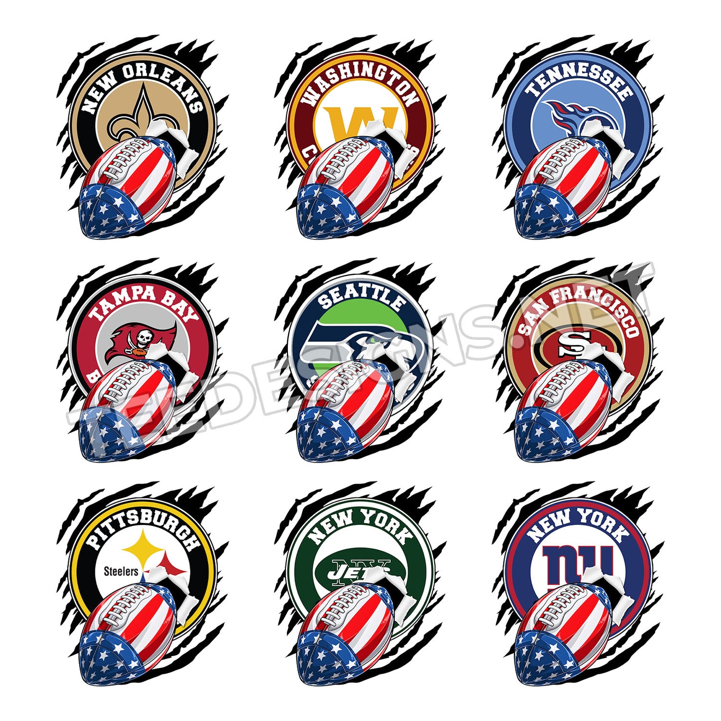 32 NFL Patriotic Ball Designs PNG