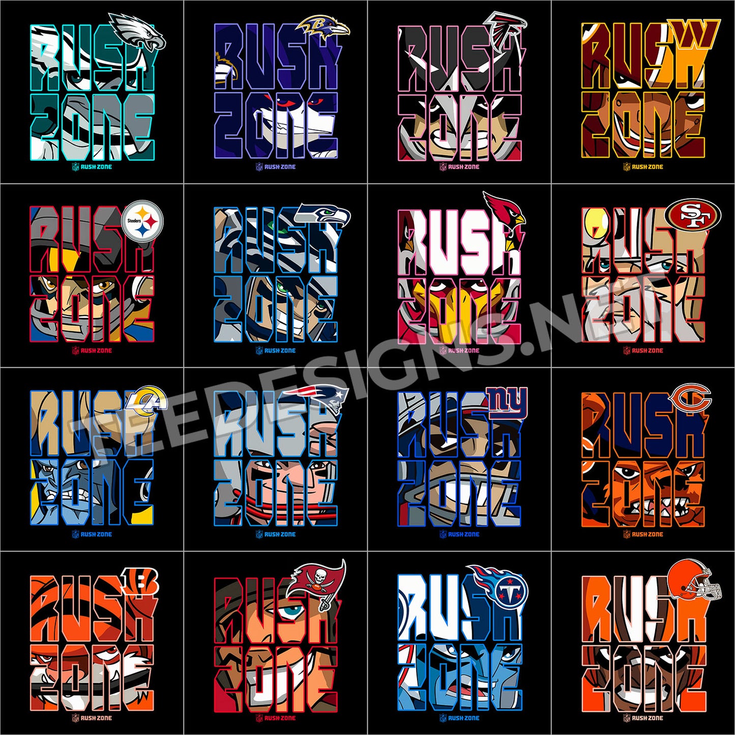 32 NFL Rush Zone Designs PNG