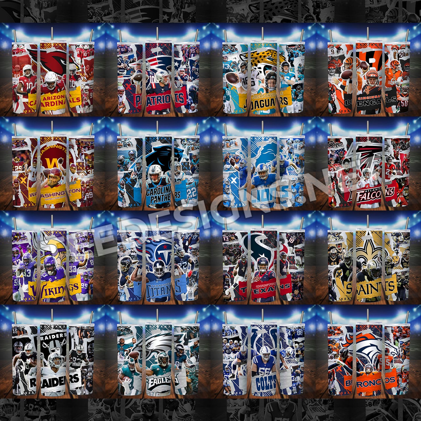 32 NFL Team Players Tumbler Designs