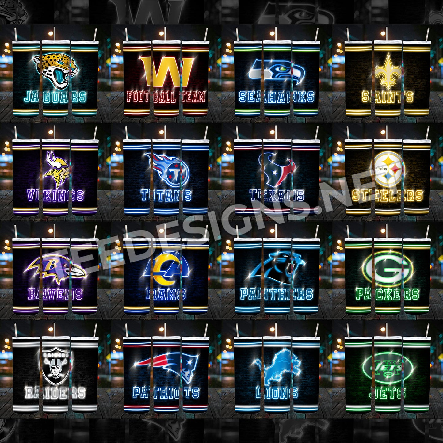 32 Neon Style NFL Tumbler Designs