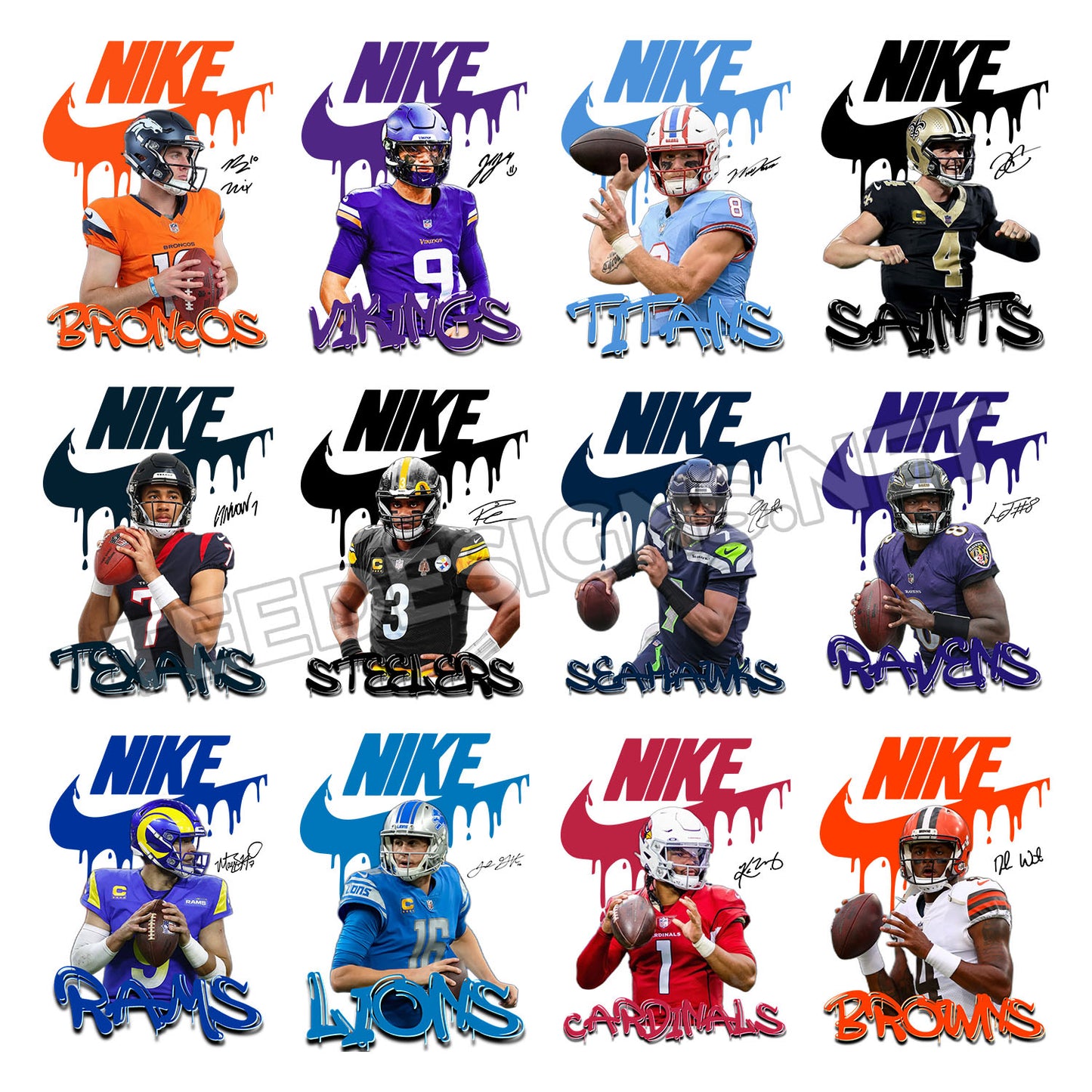32 Nike Swoosh NFL Player Designs PNG