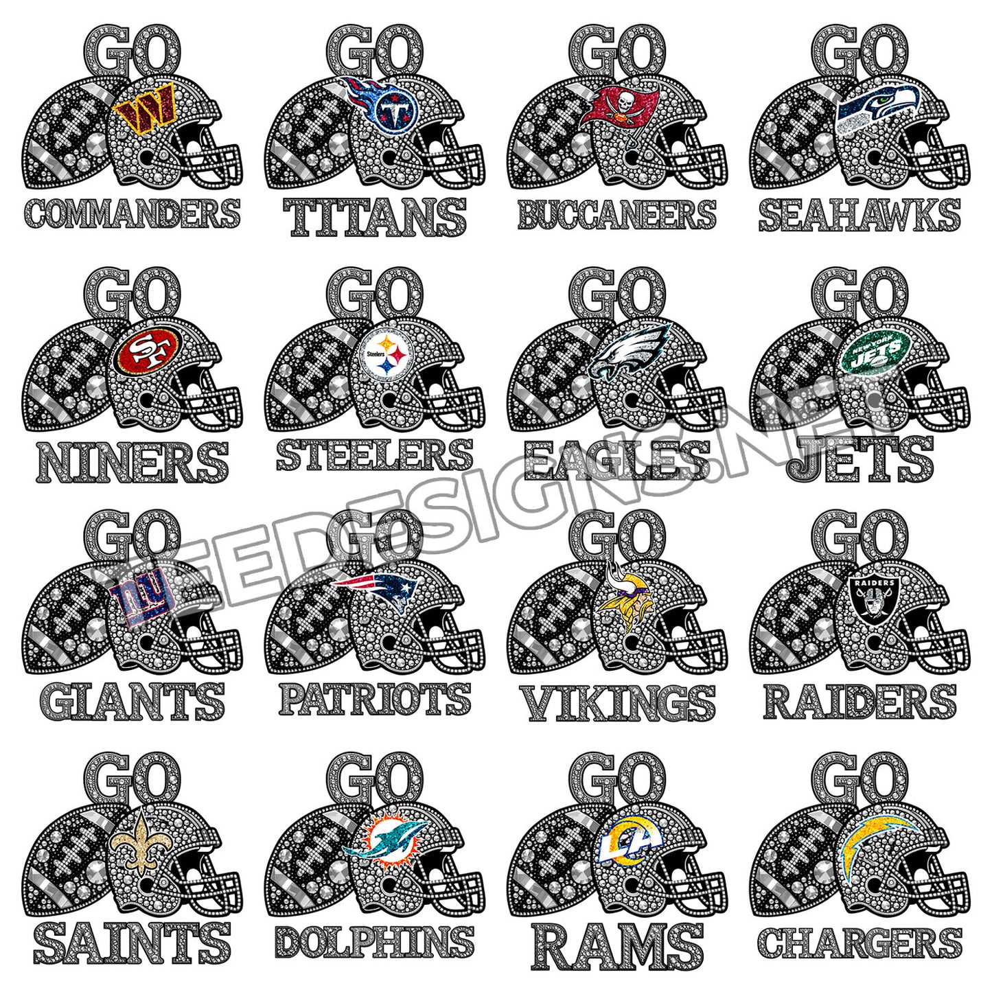 32 Rhinestone NFL Designs PNG