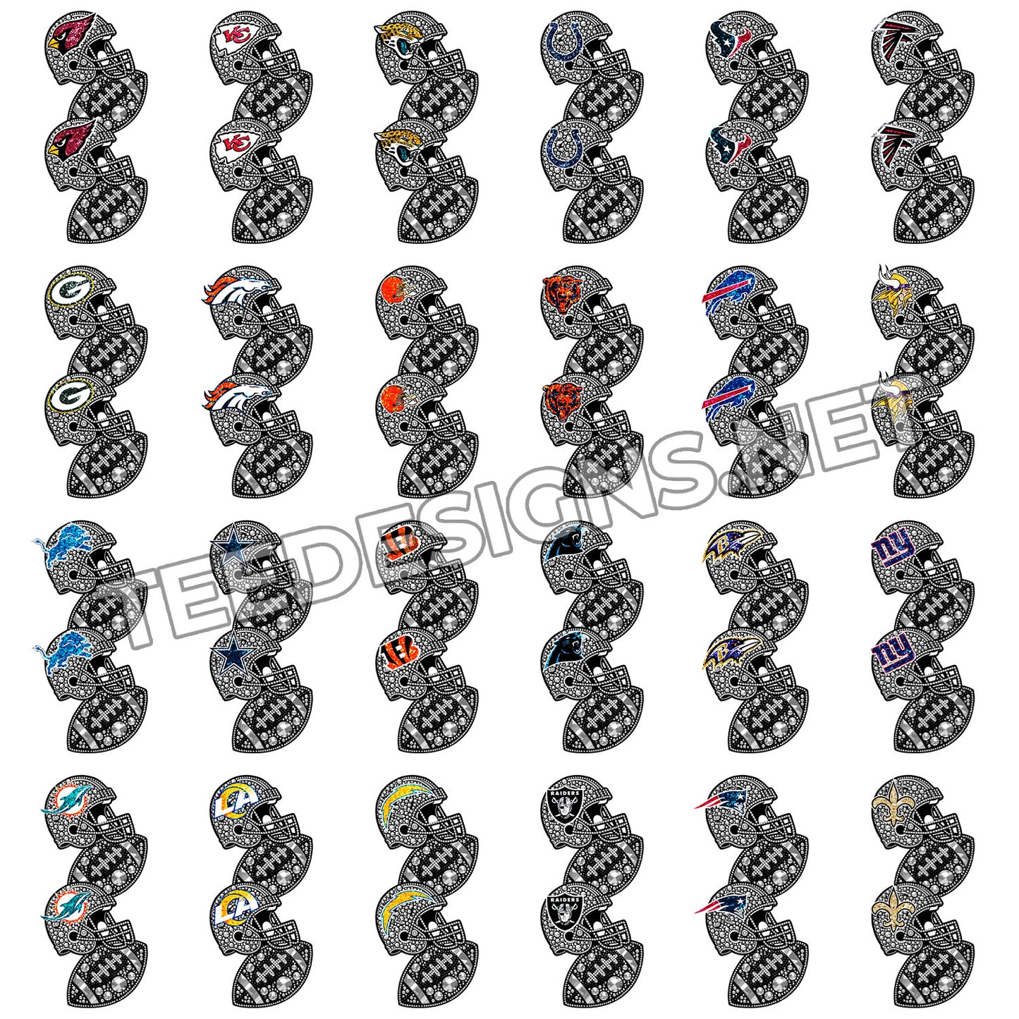 32 Rhinestone NFL Sleeves Designs PNG