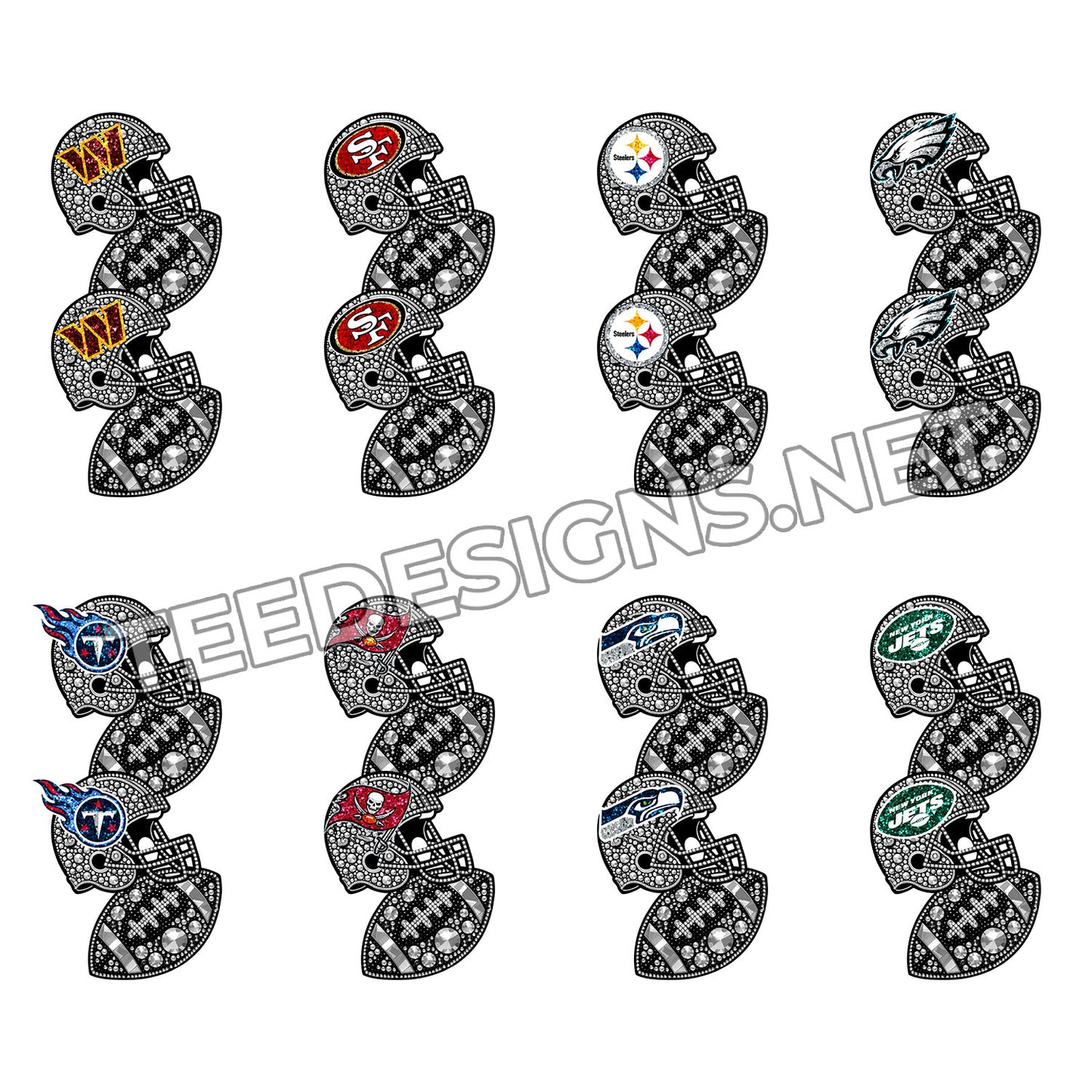 32 Rhinestone NFL Sleeves Designs PNG