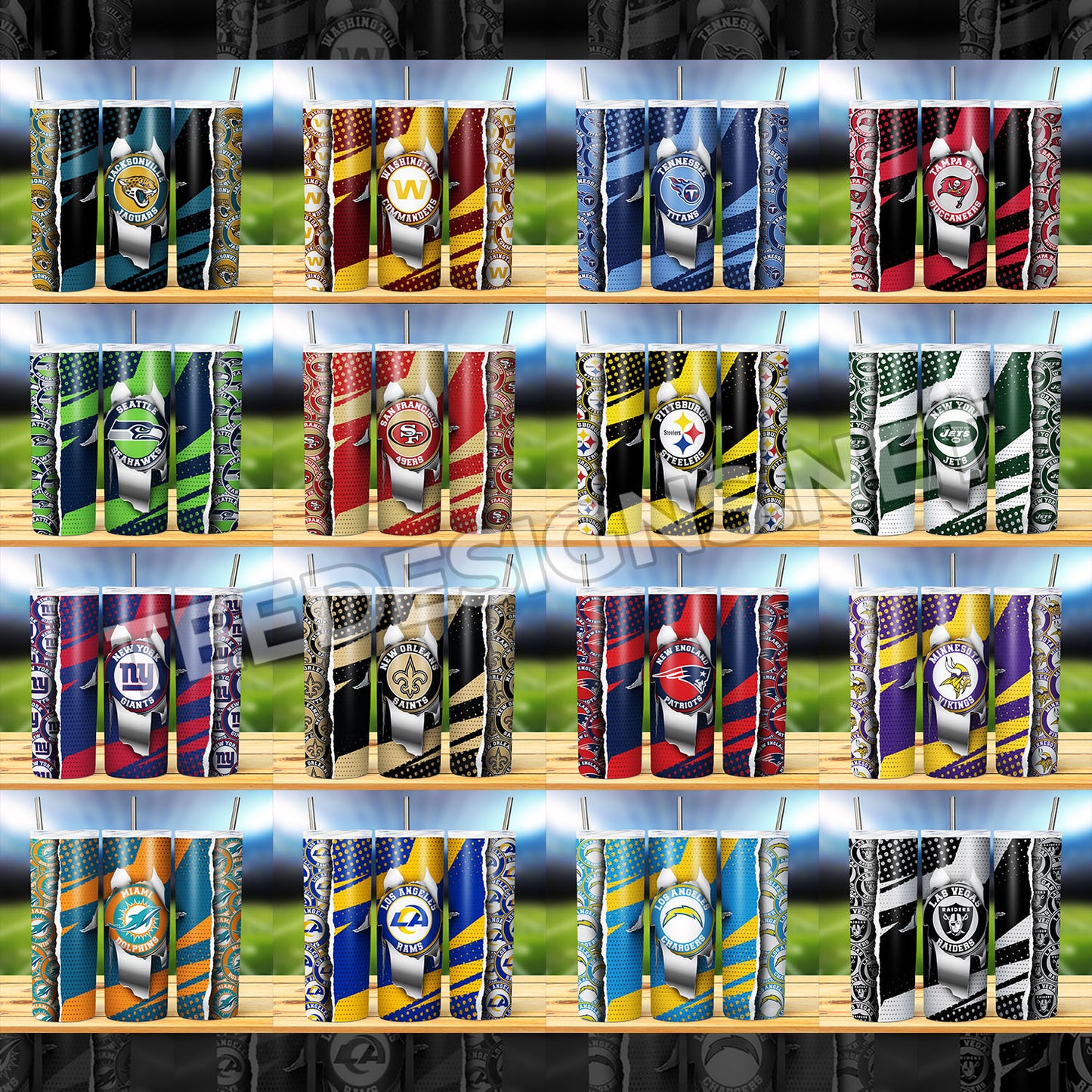 32 Ripped Hole NFL Tumbler Designs