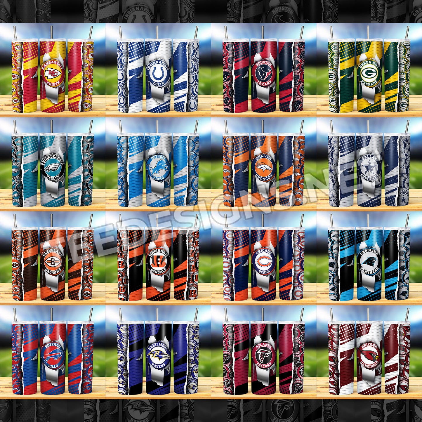 32 Ripped Hole NFL Tumbler Designs