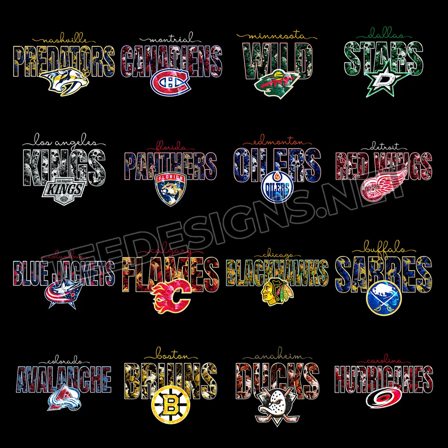 32 Skull Theme NHL Designs PNG
