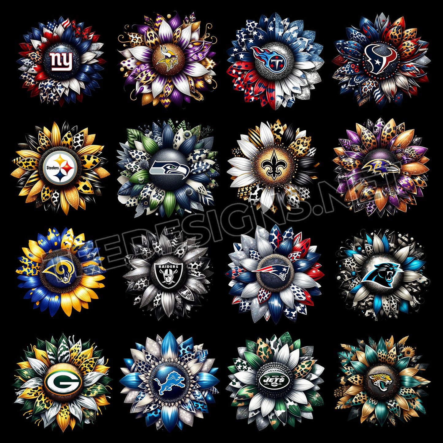 32 Sunflower NFL Designs PNG