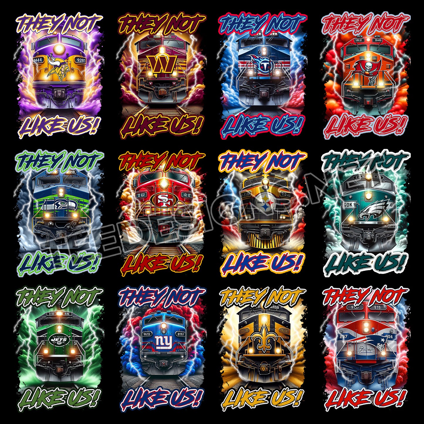 32 They Not Like Us NFL Train Designs PNG