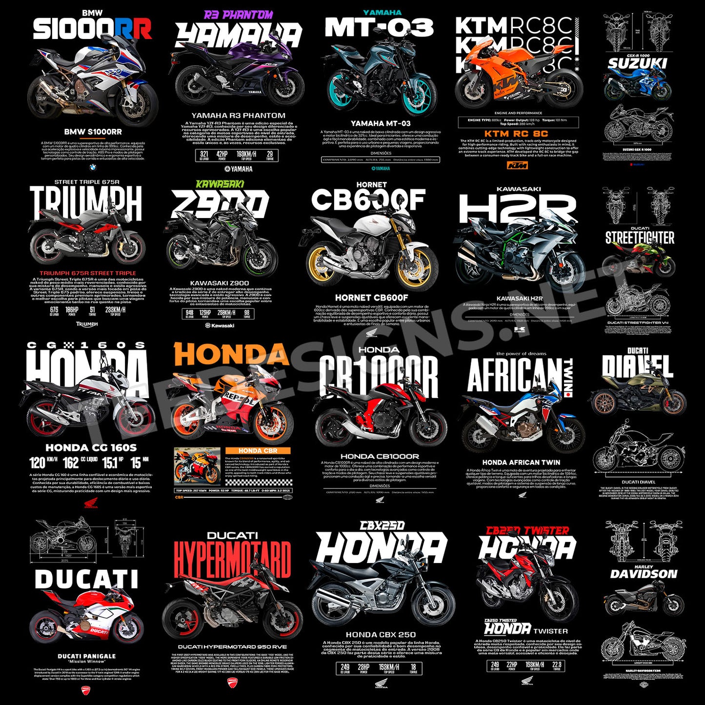 50 Sports Bike Designs PNG